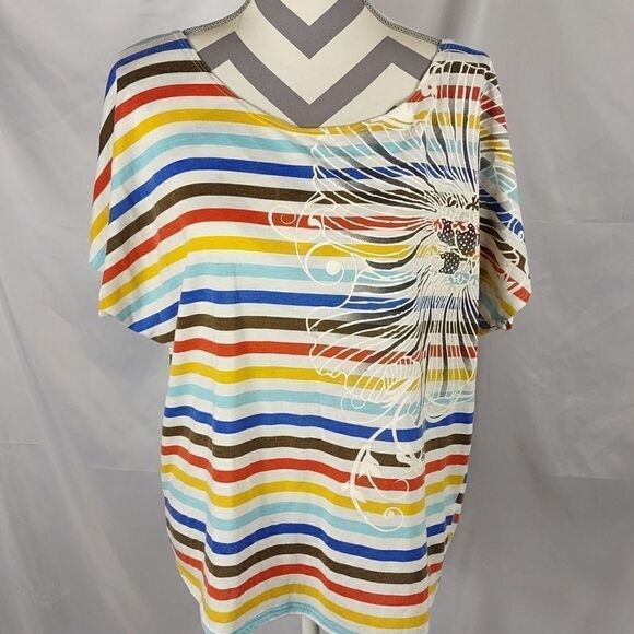 Ing Colorful Striped Drop Back Tee - Picture 6 of 6